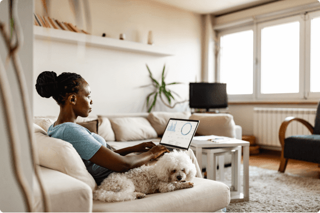 A woman is looking into enterprise web and search analytics report.