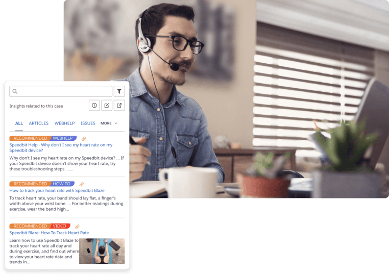 Agent and salesforce service cloud search. One search box. All content.