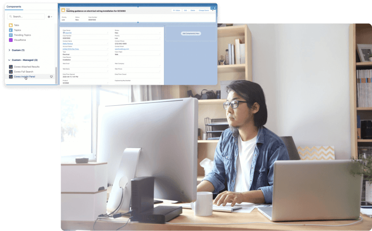 Coveo ai components are built natively and are fully compatible with Salesforce agent productivity service cloud.