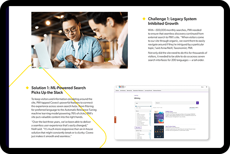 Coveo AI analytics improve relevant search results.