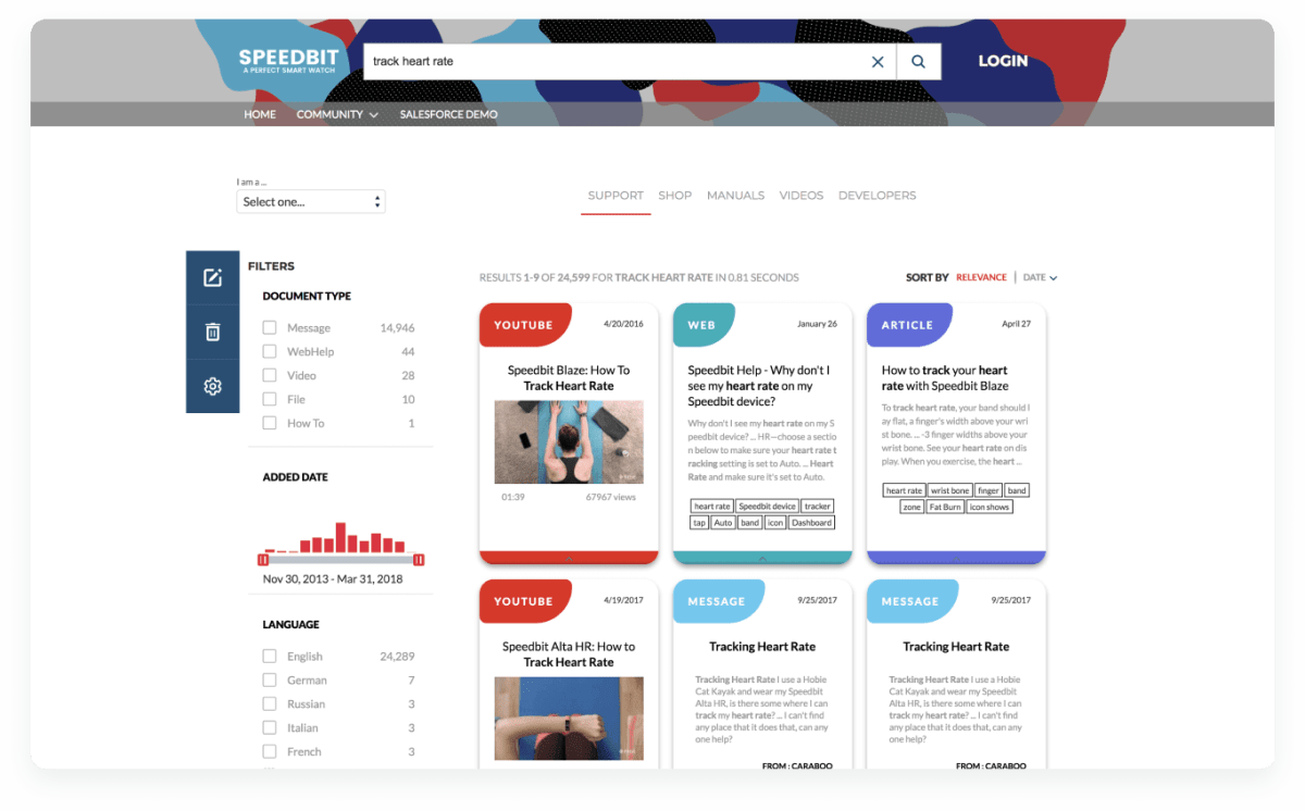 A screenshot showing Salesforce search extension by Coveo for Speedbit