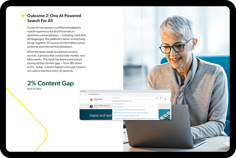 Coveo AI now powers a unified and adaptive search experience for all customers and employees within a company.