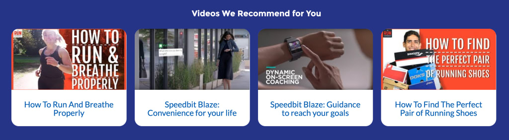 A graphic shows four recommended videos