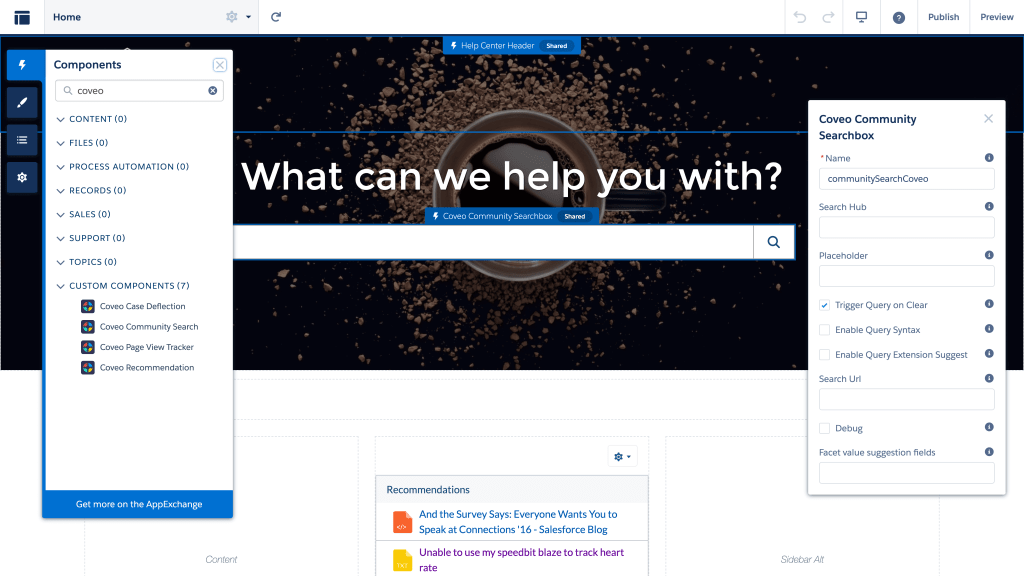 Screen shot of Coveo Community Search for Salesforce