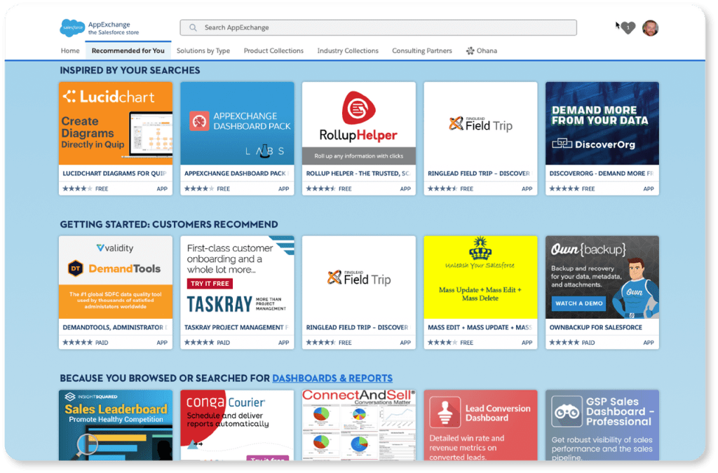 Salesforce uses Coveo content recommendations on their AppExchange to help customers find solutions faster.
