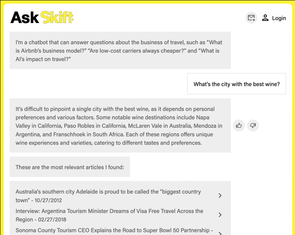 Another example, Skift, helps travelers pinpoint logistic details.
