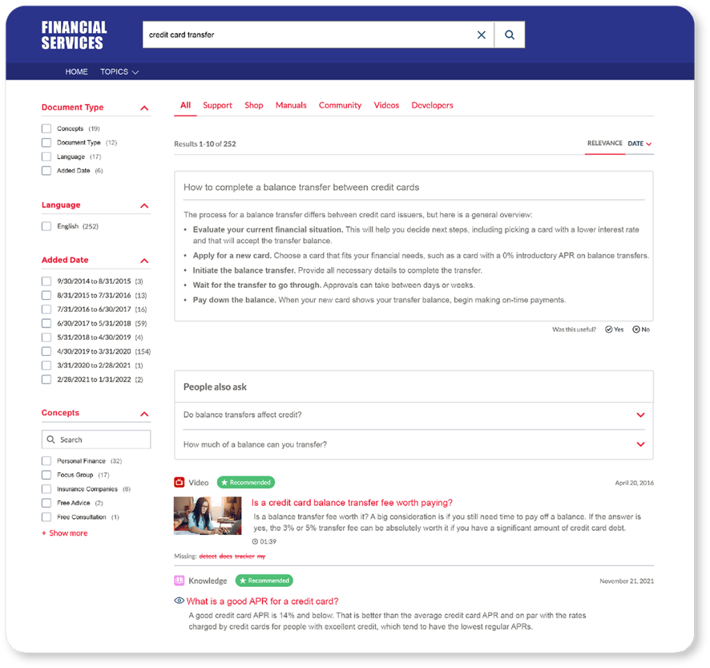 A screenshot shows a search result page with a smart snippet answer displayed at the top