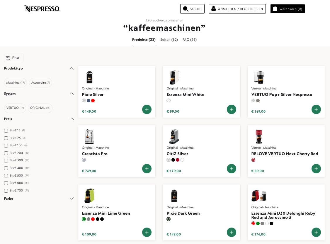 Nespresso Kaffeemashinen Search