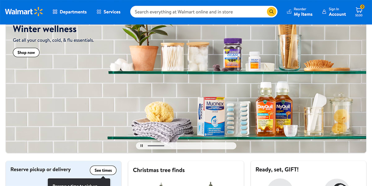 A screenshot of Walmart's website shows an easy to find (and use) search box