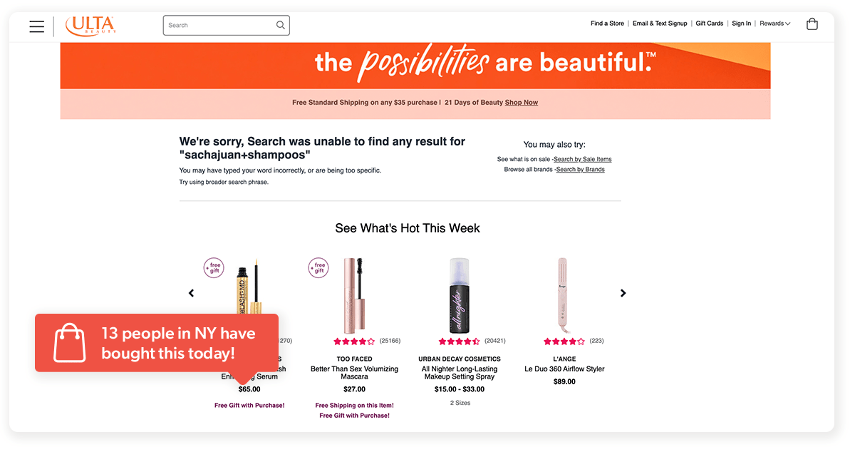 A graphic shows a product badge indicating multiple shoppers have purchased a product.