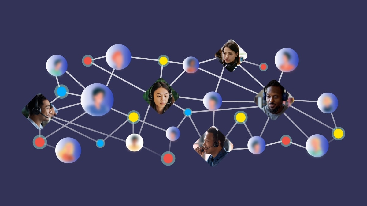 Representation of remote workers connected through asynchronous communication in a digital workplace.