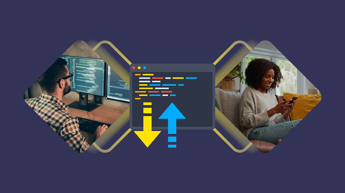 A graphic illustrates how machine learning provides connective tissue between those architecting search and those actually making a search.
