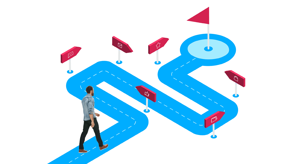 A graphic illustrates the customer journey.