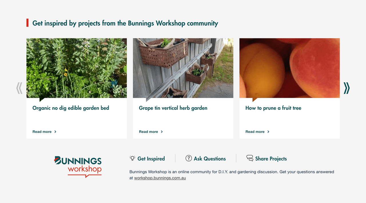 Image of a recommendation carousel with 3 pieces of contextually relevant content.