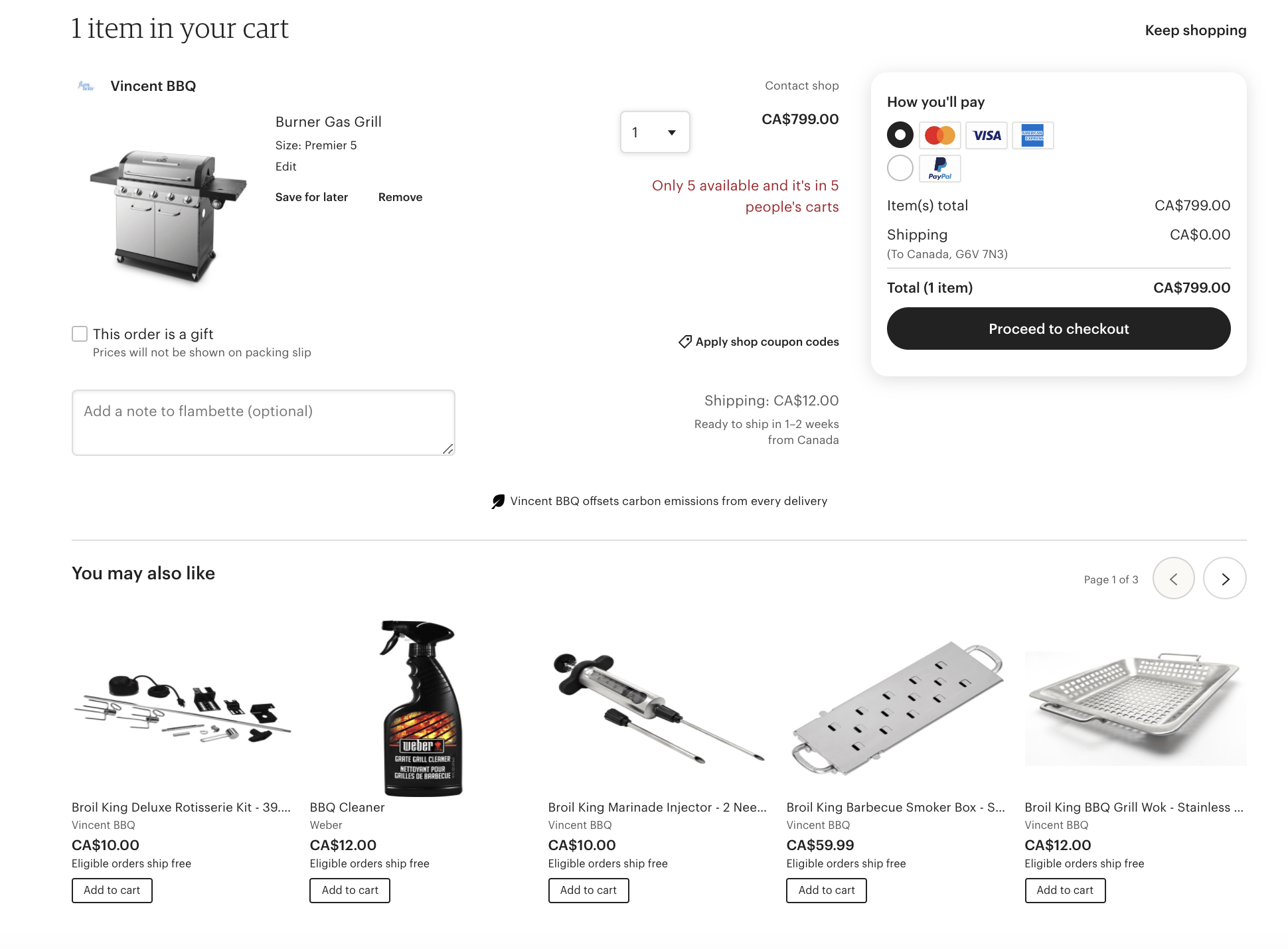 Product recommendation example on shopping cart page - more suggestions.