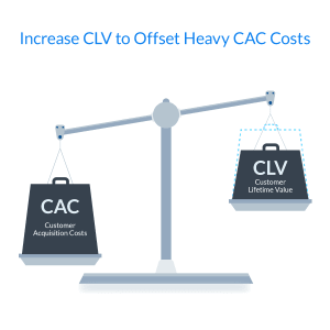 Shows heavy weight of CAC vs CLV