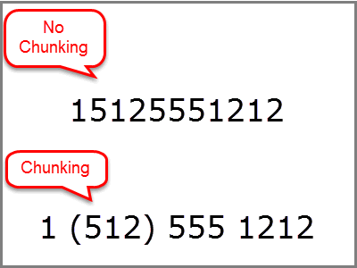 An image shows a string of numbers chunked into a US phone number.