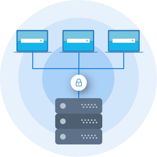 An illustration shows a single unified index being searched from multiple devices.