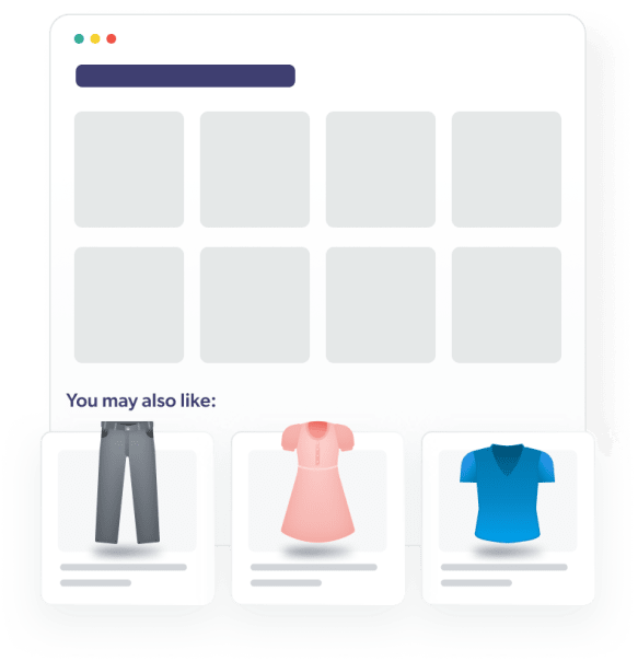 An illustration shows product recommendations on a search result page