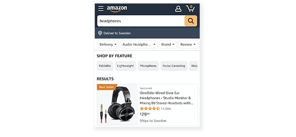 Amazon has been successful in delivering a pleasant multi faceted search experience on mobile device.