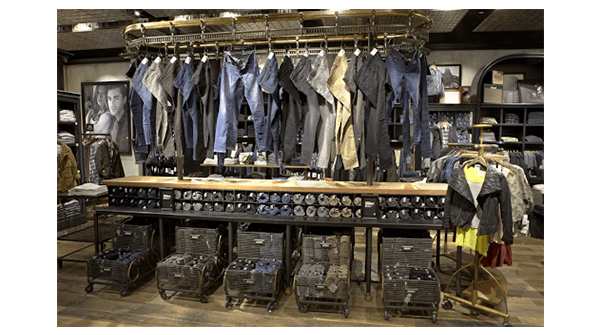 Similar or related products are placed close together at a department store.