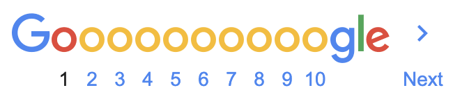 A screenshot shows the pagination of Google