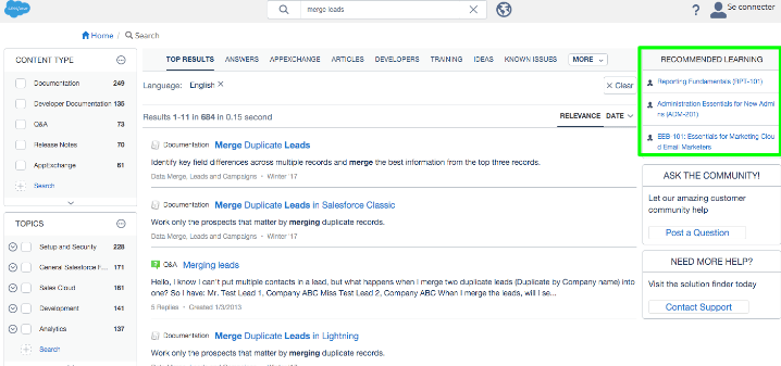 Salesforce support site