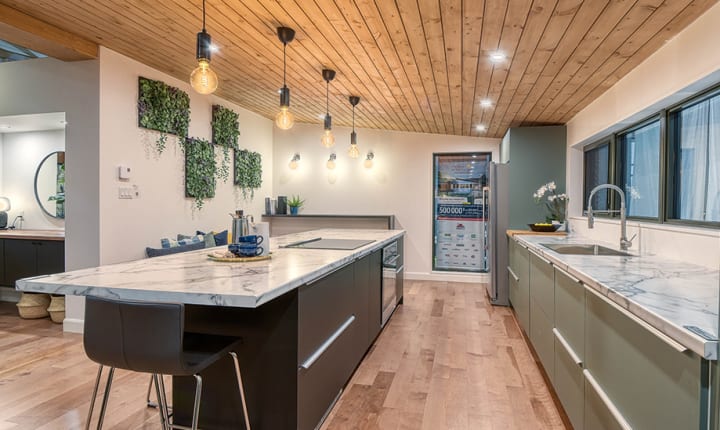 Photo of a kitchen fabricated with Formica counters.