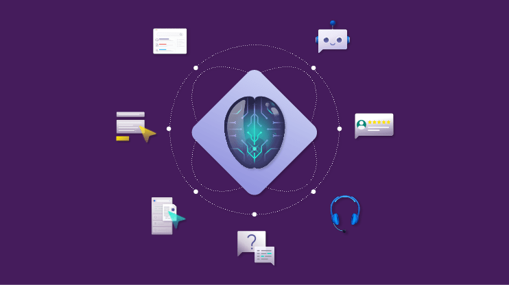 An image depicting AI as the heart of self service in banking